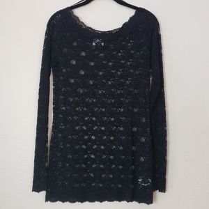 Free People black lace long sleeve top sz Large